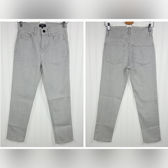 Theory High-Rise Straight Leg Jeans Cropped Ankle Denim Size 24 - Picture 2 of 7